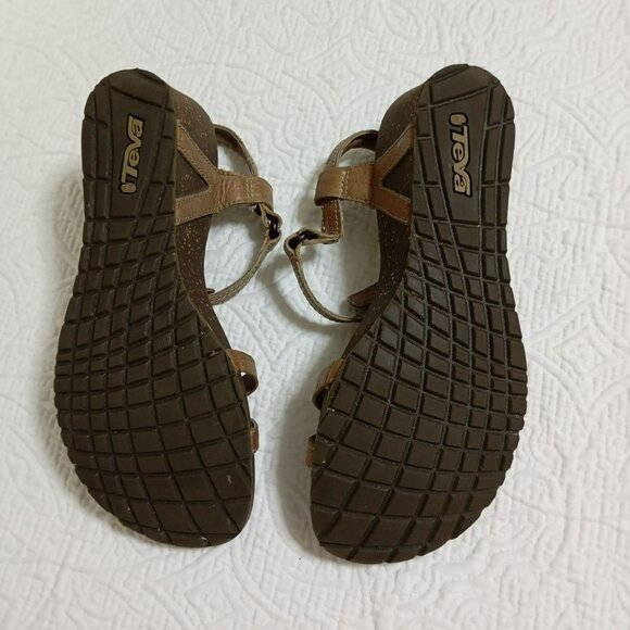 Teva Womens Size 8 Strappy Brown Wedge Sandals - Picture 4 of 10